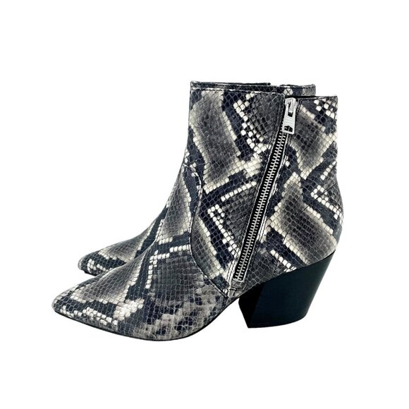 AllSaints Aster Snake Print Leather Western Ankle Boots Sz 39 EU - 8.5 US - Picture 1 of 16